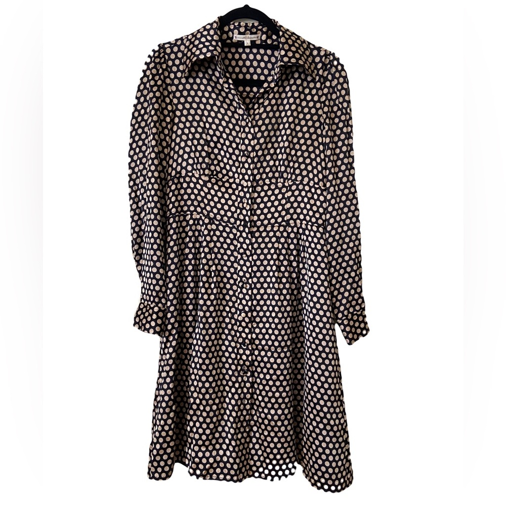 Silk Vintage Nanette Lepore Black and Cream Polka Dot Dress